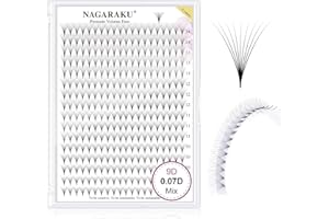 NAGARAKU 9D Volumen Pestañas Racimo 320 Fans Tallo Largo Abanicos Prefabricados Base Fina Y Puntiaguda Ruso Pelo a Pelo Esponjosas Natural Negro Premade Fans Eyelash 16 Filas Caja XL (0.07 D 9-14mm)