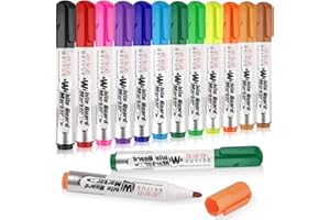 DEEPTON Whiteboard Stifte Abwischbar, Flipchart Stifte Whiteboard Marker, 12 Farben Non Permanent Dry Erase Marker, 3mm White Board Marker Pens Für Schule, Büro, Fenster