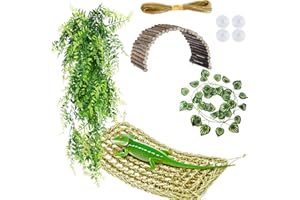 GUXLXAR Bearded Dragon Tank Accessories, Hammock Reptile Hide decor,Terrarium Hanging Plant Vines Artificial Leaves Reptile Hide, Leopard Gecko Tank Accessories for Bearded Dragon Lizard Snake Chameleon