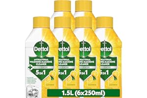 Dettol Washing Machine Cleaner, Lemon, Multipack of 6 X 250ml, Total of 1.5L, Wasing Machine Limescale Remover, Washing Machine Descaler, Antibacterial, Disinfectant, Laundry