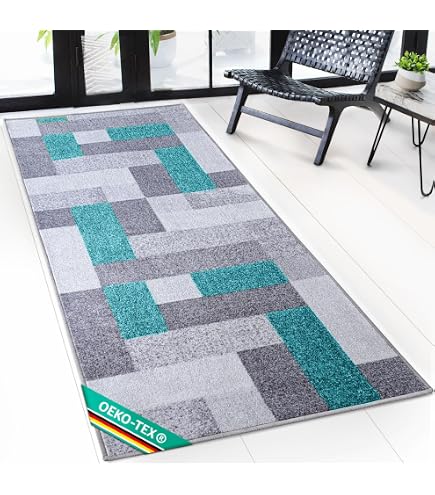Teppichläufer Cosenza – Retro Rauten-Muster, 80x300 Cm, Flauschig & Pflegeleicht Für Flur & Küche