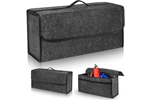 DYMHQ Non-Slip Felt Car Organiser Boot - 50 x 15 x 24 cm Grey Boot Organiser Boot Bag for Car/Car Bag Boot Bag Foldable Tool Bag for Travel