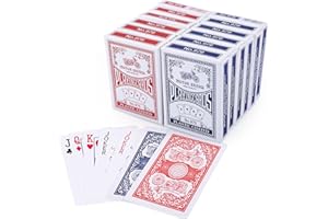 LotFancy 12 Jeux de Cartes 54 à Index Standard, 6 Bleu et 6 Rouge, Cartes à Jouer en Carton Lisse, Poker Playing Cards Parfait pour Fête Cadeaux Jeux (6.3 x 8.8cm)