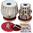 Professional Tabla Drum Set 4 Kg Copper Bayan Designer Finest Dayan with Padded Bag Book Hammer Cushions & Cover - Tabla Set Tabla Drums Tablas Indian Musical Instruments