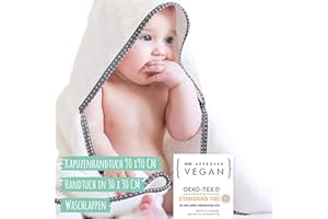 Bebé de toalla de capucha Mammacita hecho de Oeko-Tex® 100 de algodón (conjunto de 3) - Capucha de toalla para bebés (90x90cm) + toalla de baño de bebé (30x30 cm)