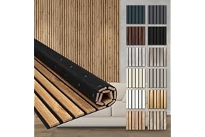 HEXIM Akustikpaneele 6 Stück 278x60cm Holz Comfort - flexible Holzpaneele Platten Lamellenwand flexibel MDF Wandpaneele TV Wandverkleidung Holzwand Deko braun (10.02m² Pecan)