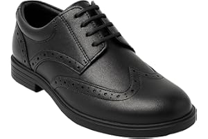 SIRRI Boys’ Derby Dress Shoes - Wingtip Brogue Lace-Up Wedding Prom Formal Footwear