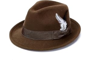 Geebuzz Fedora Hats for Men Women Classic Short Brim Felt Manhatta Fedora Hat with Feathers Band