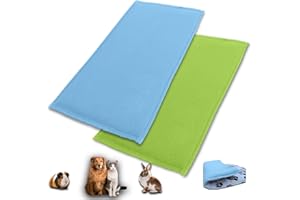 NEO SOLVO Lot de 2 - Tapis Couverture Polaire Epais 70 x 140 cm pour Cochon d'Inde, Lapin, Chien et Chat - Effet Tapis Eponge Absorbant côté Polaire - Bleu - Enclos 2x4 et Cage