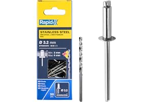 Rapid Blindnitar Rostfritt Stål Ø3.2 x 8 mm, 2-4 mm Greppvidd, 50-pack
