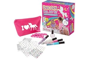 GirlZone Regalo Ragazza -Gioco Unghie per Bambine Unicorno -Atelier delle Unghie Set da 16 Pezzi con Smalti Bambina 3 in 1, Gemme, Adesivi Unghie e Accessori - Laboratorio Unghie