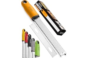 ORBLUE Râpe Zesteur Acier Inoxydable Idéal pour Agrumes et Fromage Type Microplane avec Lame Fine, Manche Antidérapant et Housse de Protection Résistant à la Rouille pour Chefs et Amateurs de Cuisine
