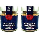 Bottarga di Muggine grattugiata Su Tianu Sardu - 2 confezioni da 70g - Lavorata a mano in Sardegna, Italia - Uova di muggine 