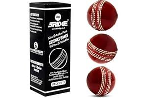 5RIDGE 3 palline da cricket per allenamento, in gomma morbida e sicura, con cuciture reali e nucleo per rimbalzo, swing e rotazione, ideali per allenamento, partite e giochi in giardino