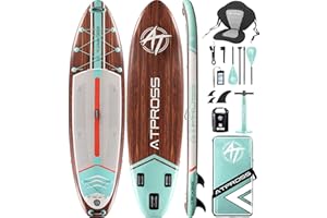 ATPROSS 350x89x15cm Inflatable Paddle Board, 200kg Extra Wide Stand Up Paddleboard for Adults with Premium SUP Accessories Kit & Backpack, Blow Up Kayak Non-Slip Stable Deck Boat for Yoga Fishing Surf
