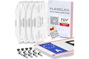 PLEXICLICK® Österreich | Kennzeichenhalter Rahmenlos unsichtbar | Rahmenlose Kennzeichenhalterung | Nummernschildhalter Transparent | Fahrzeugpflege | Wechselkennzeichen Auto