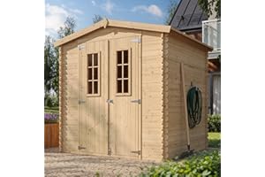 TIMBELA M343C Casetta da Giardino in Legno per Esterni - L216xL206xA218 cm/ 3.53 m2 - Piccola Casetta in Legno, Rimessa Attrezzi, Deposito Bici
