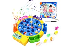 Vicloon Muzyczna gra wędkarska dla dzieci, gra wędkarska, gry edukacyjne, wędkarstwo ryby, zabawki dla dzieci z 24 rybami, 5 małych wędek i 1 naklejka dla dzieci 3 4 5 lat