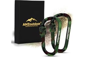 AMZoutdoor® zestaw 2 karabińczyków wkręcanych w kolorze maskującym | karabińczyk do użytku na zewnątrz | karabińczyk | karabińczyk | kamuflaż