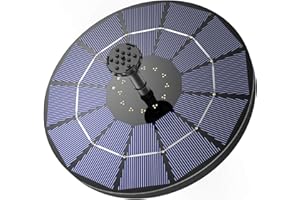 ‎AISITIN AISITIN Solar Springbrunnen mit 3.5W Solar Panel Eingebaut 1500mAh Akku, Teichpumpe Garten Wasserpumpe, Schwimmender Fontäne Pumpe 6 Effekte für Teich, Pool, Fischteich, Vogelbad, Garten