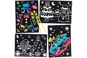 Baker Ross Dessins de Noël à gratter (Lot de 8), Loisirs créatifs et décorations de Noël pour Enfants AR756