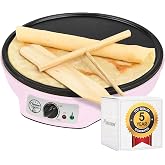 Bestron Retro Crepe Maker, Electric Crepe Maker for Crepes Diameter 30 cm, incl. Dough Spreader and Crepe Turner, Non-Stick C