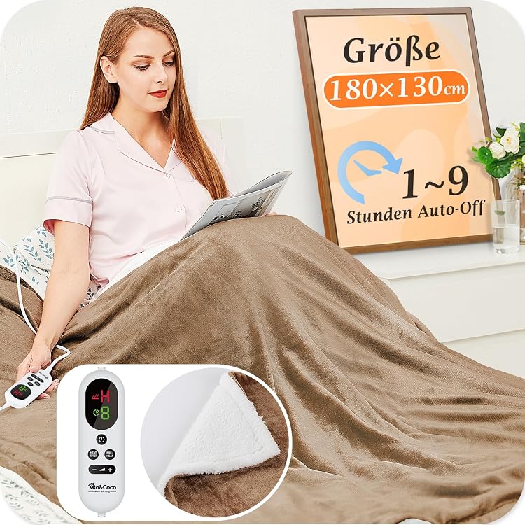 Decklit Electric Blanket with Automatic Shut-Off, 180 x 130 cm, Overheating  Protection and Electric Blanket with Timer, 9 Adjustable Temperatures, 1-8H  Timer Function : Amazon.de: Health u0026 Personal Care