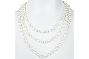 Balinco Collier de perles blanches 180 cm pour votre costume de charleston des années 20