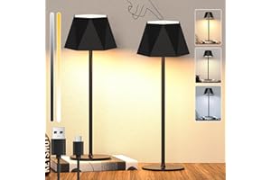 LIYABBER 2 Pack LED Dimmable Battery Table Lamp Cordless Touch Desk Lamp, Rechargeable Battery Operated Table Lamps with USB-C, IP44 Waterproof Metal LED Table Lamp for Outdoor and Indoor, 5600mAh, 5W, Black