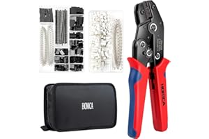 HOMCA Dupont Outil de Sertissage AWG26-17 Dupont Sertisseuse à Cliquet avec 2030PCS Dupont Mâle/Femelle Connecteurs à Broches 0,14-1mm² et 460 PCS JST Connecteur pour 2,54mm 3,96mm etc Connecteur