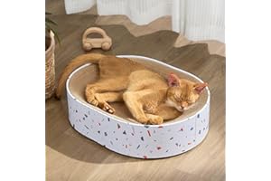 Conlun Tiragraffi ovale 2 in 1 per gatti, in cartone ondulato, per interni, per gattini, lettini e mobili, protezione per divani, tappeti e divani