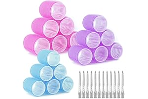 AiQInu 30 Pezzi Bigodini Grandi Set, Include 18 Pezzi Bigodini Per Capelli E 12 Clip A Becco D'Anatra, Bigodini Per Capelli Lunghi Corti Fai Da Te Per Donne E Bambini (40, 30, 20mm)
