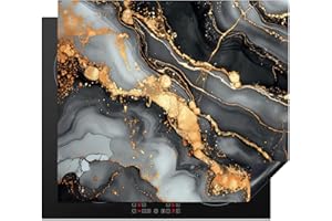 KitchenYeah© Induction Hob Protector Mat 20.5"x23.6" / 60x52 cm Stove Cap Top Cover Kitchen Cooker Covers for Electric Hobs Vinyl Marble - Gold - Grey - Black - Texture