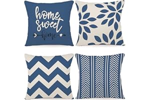 ZWJD Housse Coussin 40x40 Lot de 4 Décoratif Canapé Taie d'oreiller Decoration Canapé Housses Coussin en Lin d'extérieur Taie Oreiller Décoration pour Chambre, canapé, Chaise, Lit,Jardin 40x40cm
