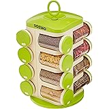 Amazon Brand - Solimo Revolving Plastic Spice Rack set (16 pieces,Silver)