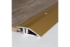 PROVISTON | Profilé de rattrapage| Alu anodisé | 44 x 7-15 x 1000 mm | Or | Barre de jonction à visser | Barre de seuil de rattrapage de niveau | 1 pièce