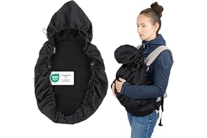 Zamboo Cape Porte Bebe – Protection Froid et Vent en Polaire – Compatible par ex. Infantino, Momcozy Porte Bébé Ventral – Certifiée Oeko-Tex, Noir