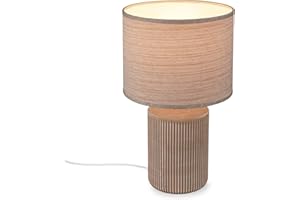 BRILONER- Lámpara de Mesa con Pantalla de Tela, Interruptor por Cable, Base de Cerámica,Lampara de Escritorio, Lampara de Lectura, Lámpara de Mesa, Lamparas de Mesita de Noche, 22x37,5 cm, Marrón