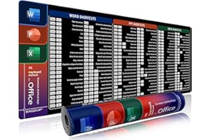 EXCO Excel Shortcuts podkładka pod mysz, duża podkładka pod mysz, podkładka na biurko, kombinacja klawiszy Excel, klawisz szybki, podkładka pod mysz dla graczy, antypoślizgowa, z oprogramowaniem biurowym,