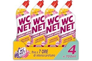 Wc Net - Limited Edition Pink Joy, Detergente Liquido per Sanitari, Essenza Peonia e Muschio Bianco, Prevenzione Calcare e Igienizzante per WC, 700 ml x 4 Confezioni
