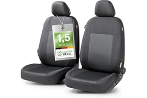 ‎WALSER Walser Premium Autositzbezüge Ardwell mit Reißverschluss Qualitätssieger Sehr Gut* Sitzbezüge Auto, Zipp-IT Schonbezüge, 2 Vordersitzbezüge schwarz/grau 11867