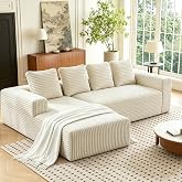 Luckdect - L-Shaped Corner Sofa, 4 Seater Sofa with Meridian and 4 Cushions, Corduroy Sofa, No Assembly, for Living Room and