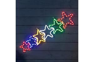 Christow Star Christmas Light Outdoor Decoration, Energy Efficient LED Rope Light, Wall Mountable Silhouette, Mains Operated, 106cm (Multi Coloured)