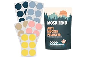 MOSKIFEND Mückenschutzplfaster für kinder Babys und Erwachsene (mit Citronella gegen mücken) Mückenschutz Plaster für unterwegs - anti mücken aufkleber kinder - Abwehren statt juckreiz Mückenpflaster
