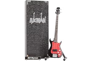 AXMAN Bill Wyman – Wyman Bass: Miniatur-Gitarren-Nachbildung – Musik-Geschenke – Handgefertigtes Ornament 1/4 Maßstab – inklusive Displaybox, Namensschild und Miniatur-Gitarrenständer