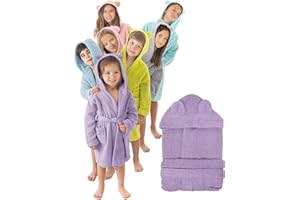 LEBENGOOD - Albornoz Niños Niñas unisex, Infantil con Orejas - 100% Algodón OEKO-TEX® - 2 Bolsillos, Cinturón, Capucha, Albornoces e Niño niña, adolescente