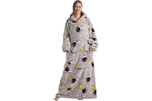 Kuceng Hoodie Decke mit Ärmeln Extra Lang,Übergroße Hoodie Sweatshirt mit Kaputze, Super Weich Kuscheldecke, Flanell Tragbare Decke zum Anziehen als Geschenke Für Herren Damen Erwachsene