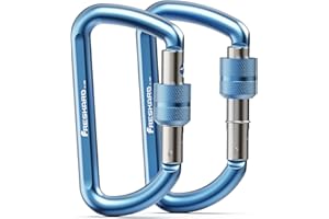‎FRESKARO FresKaro Schraubkarabiner, Extra Stark Schloss Karabiner, 7075 Aluminium, 12kN/1224kg, Ultraleicht, Rostfrei, Belastbar, für Hängematte, Schlüssel, Hundeleine, Camping, Aerial Yoga, Größe 8cm, Schwarz