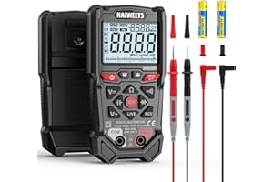 Multimetro Digitale 4000 Conteggi KAIWEETS, Voltmetro Intelligente con Gamma Automatica, Operato a Pulsanti con Test NCV e Filo Sotto Tensione, Tester Tensione CA/CC per Fai Da Te Elettrico
