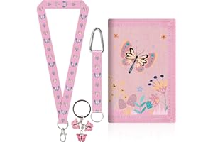 TCRZHHRX Portefeuille Enfant en Nylon, Porte-Carte Enfant Tour de Cou - Porte Monnaie avec Porte Cartes,Compartiment Billets et Poche à Pièces - Cadeau d'anniversaire 4-12 Ans (Papillon)
